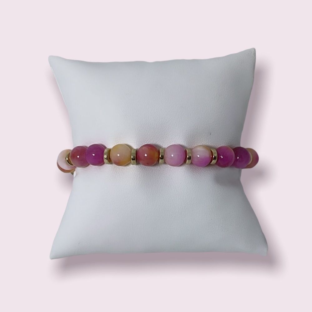 NWT Wool + Pepper Co. Pink Sorbet Crystal Beaded Bracelet